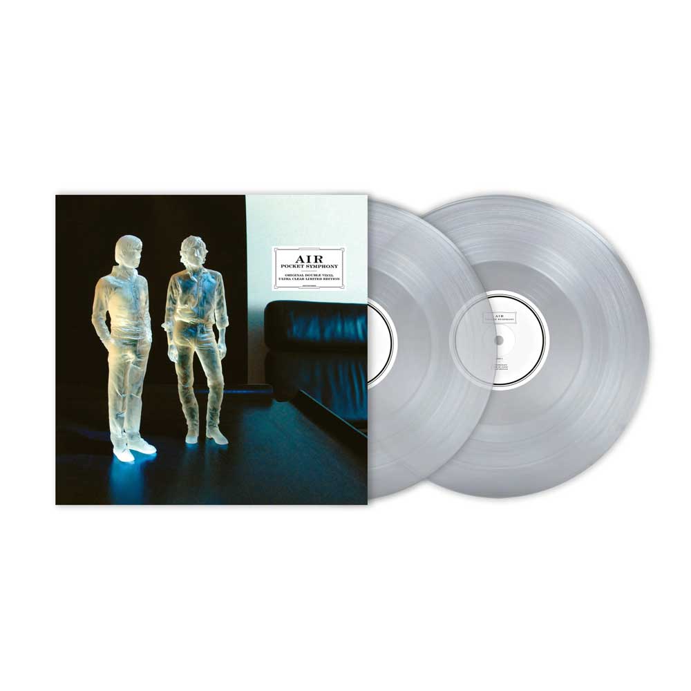 Air - Pocket Symphony (Vinyl 2LP Gatefold Ultra-Clear) Clear vinyl records with a cover featuring two silhouetted figures on a black background.