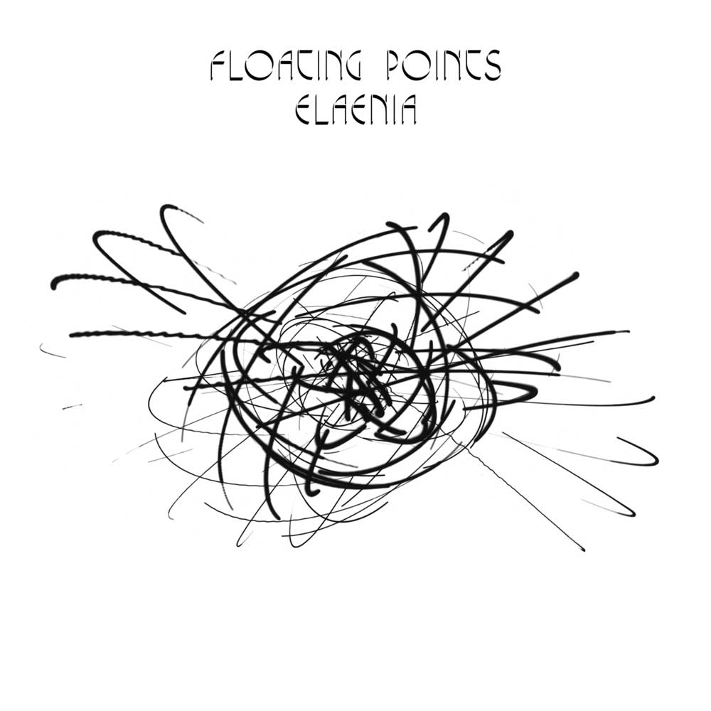 Floating Points - Elaenia (Vinyl LP 10th Anniversary) Record album cover with abstract black line art and 'Floating Points Elaenia' text on a white background