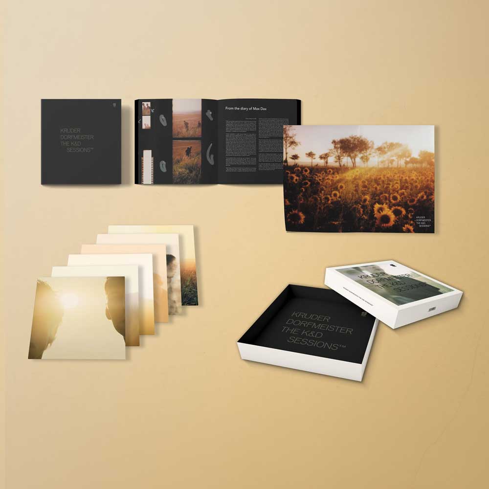 A curated flat-lay of the 6 vinyl LP albums' packaging, A2 Poster, Photobook, this is the Limited 25th Anniversary Audiophile edition.