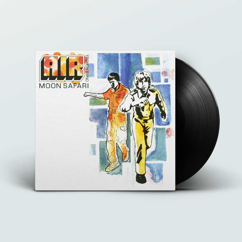 AIR - Moon Safari (Vinyl LP 180g) Record album cover showing LP sliding out of sleeve