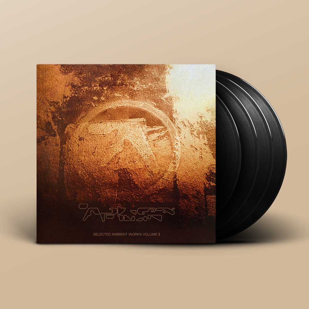 Aphex Twin – Selected Ambient Works Volume II Expanded Edition (Vinyl 4LP) Album cover with four records sliding out of the sleeve