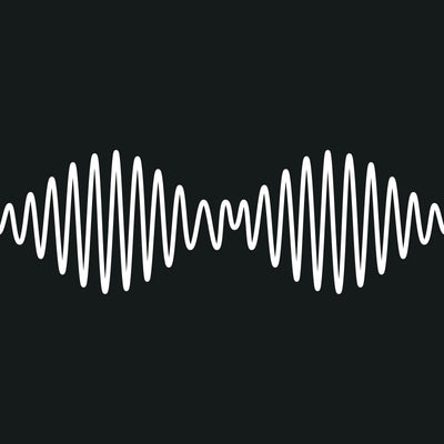 Arctic Monkeys - AM Vinyl LP record cover with wavy white line with black background