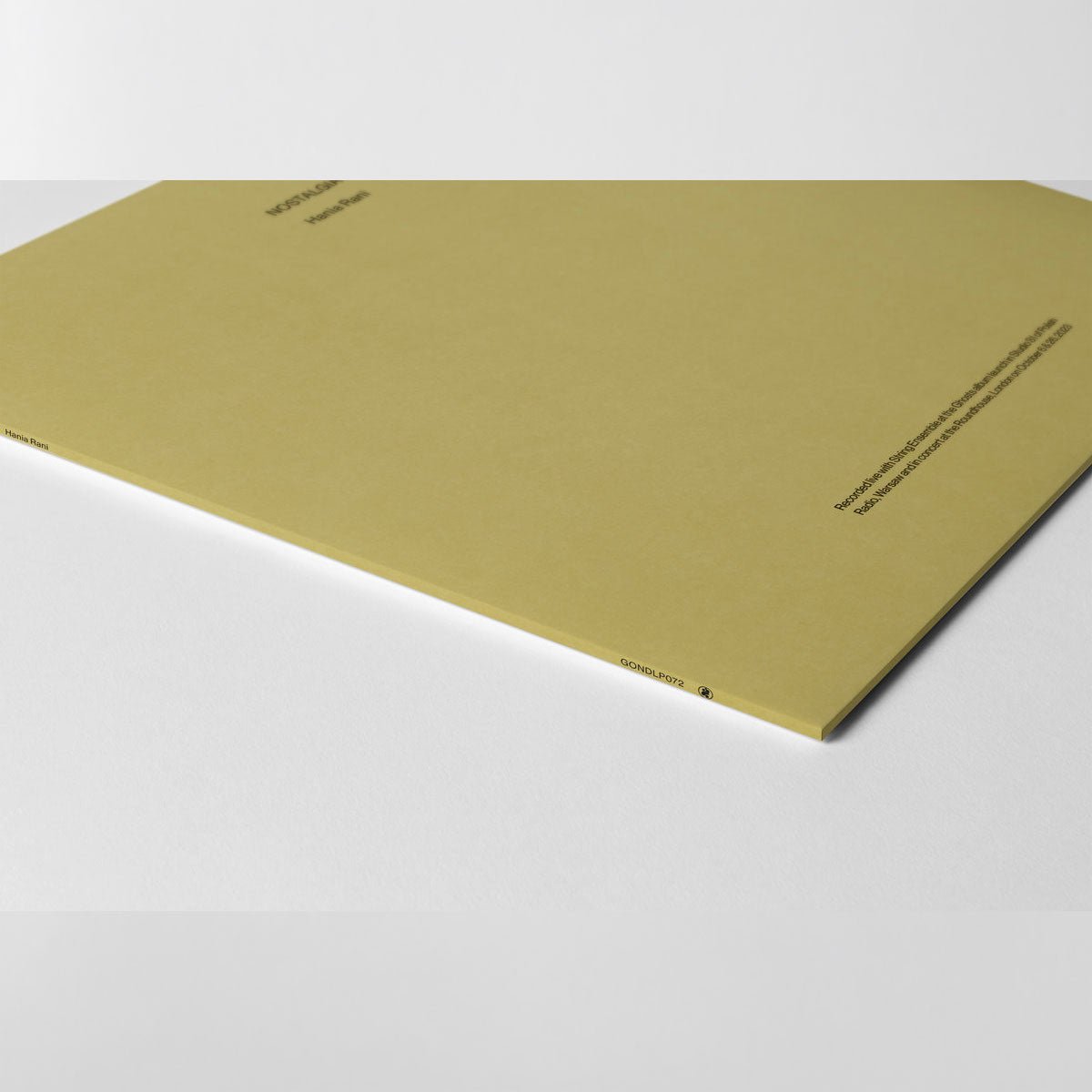 The minimalist Hania Rani record cover of her album Nostalgia Recorded Live and show as a 2LP Vinyl Record