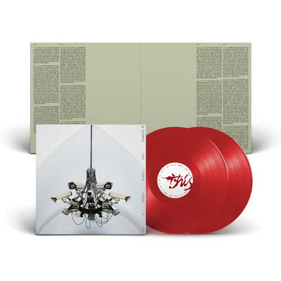 Interpol - This Mirror Weighs a Ton (Vinyl 2LP Transparent Red) Red vinyl record with a cover featuring a chandelier illustration on a white background