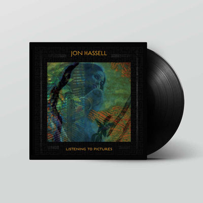 Jon Hassell - Listening to Pictures (Pentimento Volume One) (Vinyl LP) Jon Hassell 'Listening to Pictures' vinyl record LP with its illustrated black cover sleeve, shown on a light gray background.