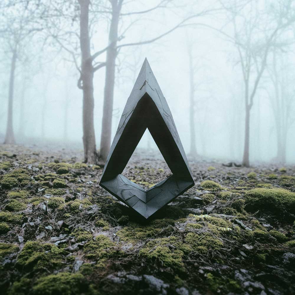 Kiasmos	- II Reworked (Vinyl 2LP Translucent) record album cover showing a geometric sculpture in a forest with fog