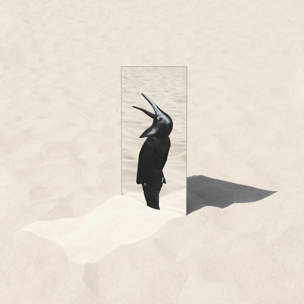 Penguin Café - The Imperfect Sea (Vinyl LP Clear) Black bird silhouette in a rectangular mirror on a beige sand-like background