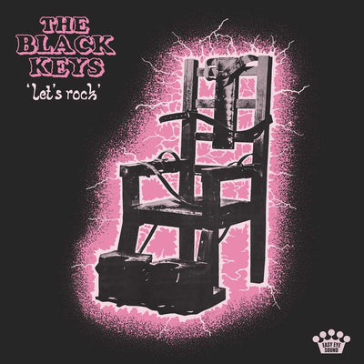 The Black Keys - Let's Rock (Vinyl LP) Album cover art for 'Let's Rock' by The Black Keys, featuring a black electric chair strapped with cables against a pink lightning-burst background on a black field, with the band name and title in pink and white text.